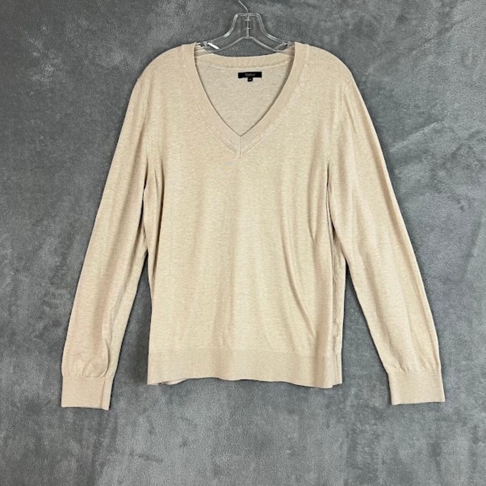 Quince V Neck Sweater Womens XL Beige Career Casual Everyday Minmalist Career